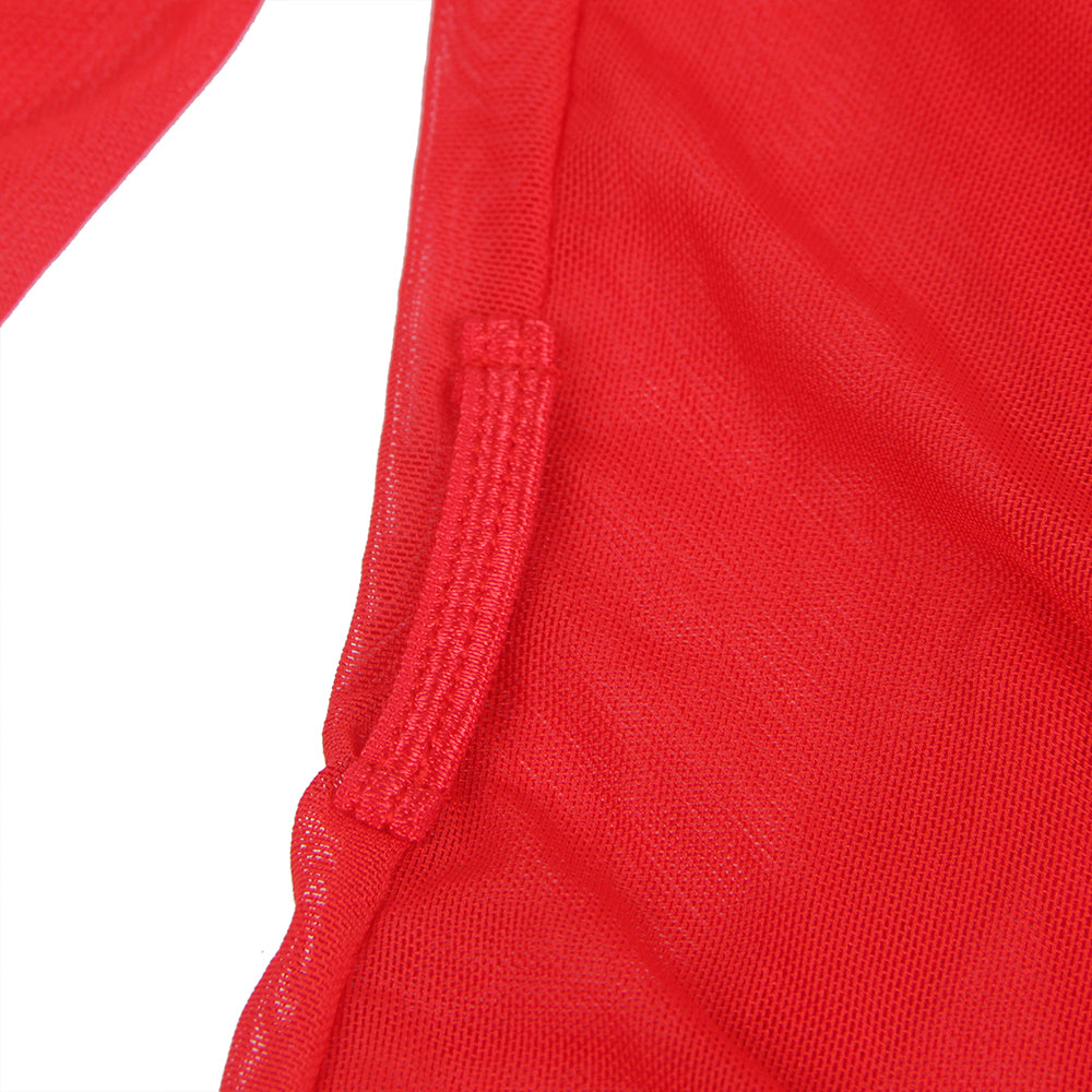 Sexy Long Sleeve Red Mesh Sleepwear With Belt