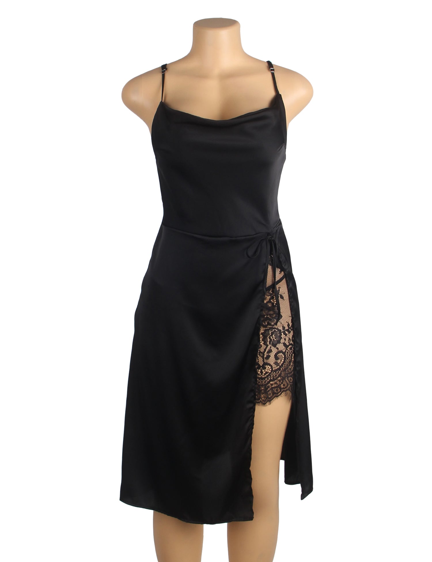 Black Sexy Split Backless Suspender Home Wear Nightdress
