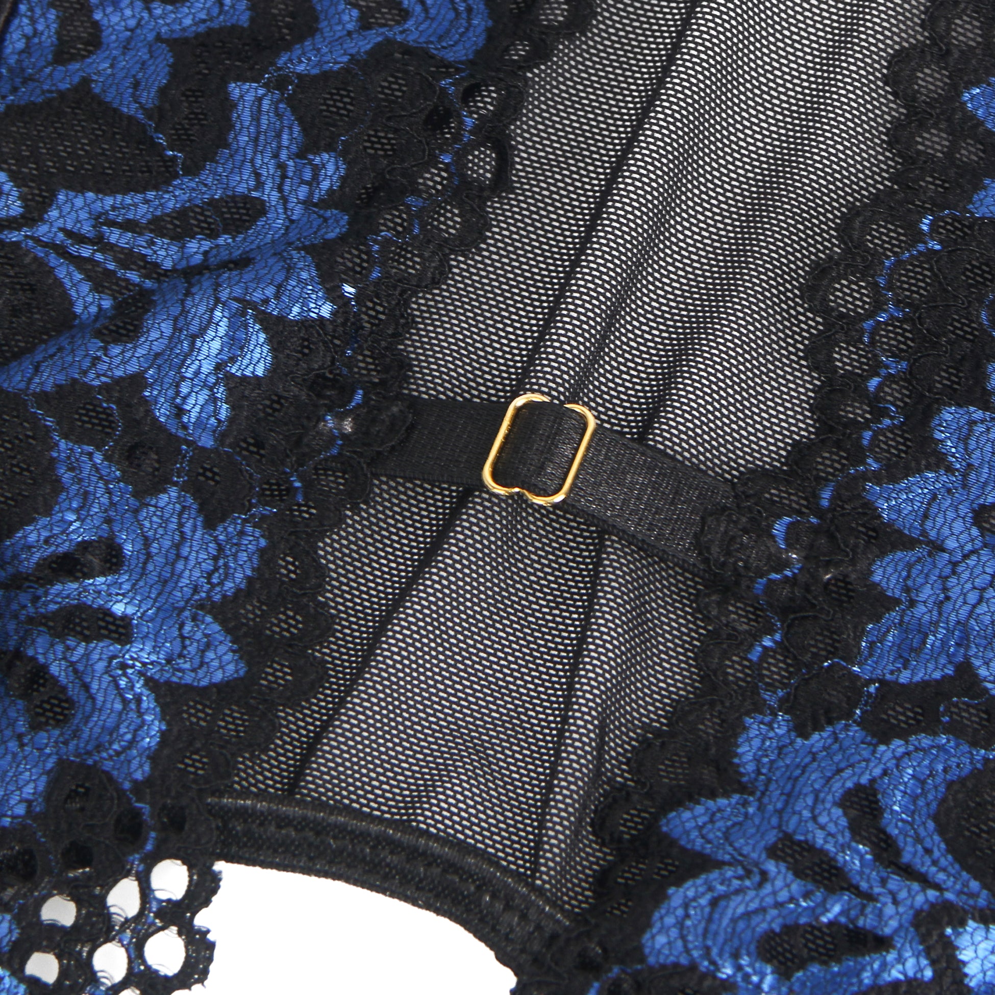 Blue Sexy Embroidered Lace Garter Lingerie Set
