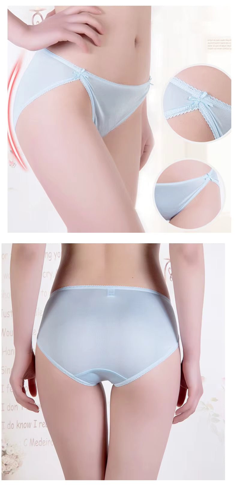 Beige Plain Color Sexy Cosy Silk Brief Underwear Seamless Silk Panty - TeaseFashion