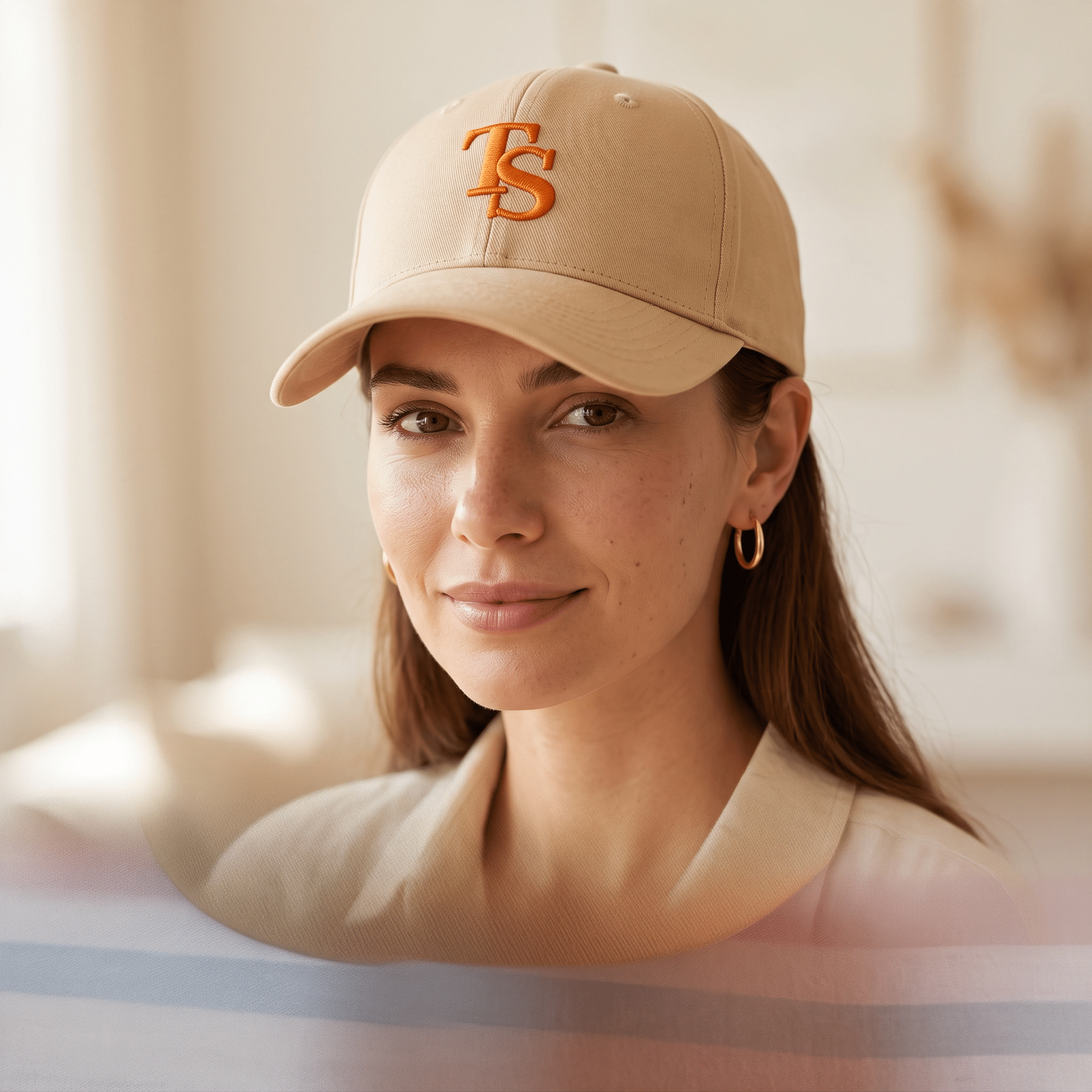 Beige TEASEFASHION Signature Cotton Twill Cap - TEASEFASHION