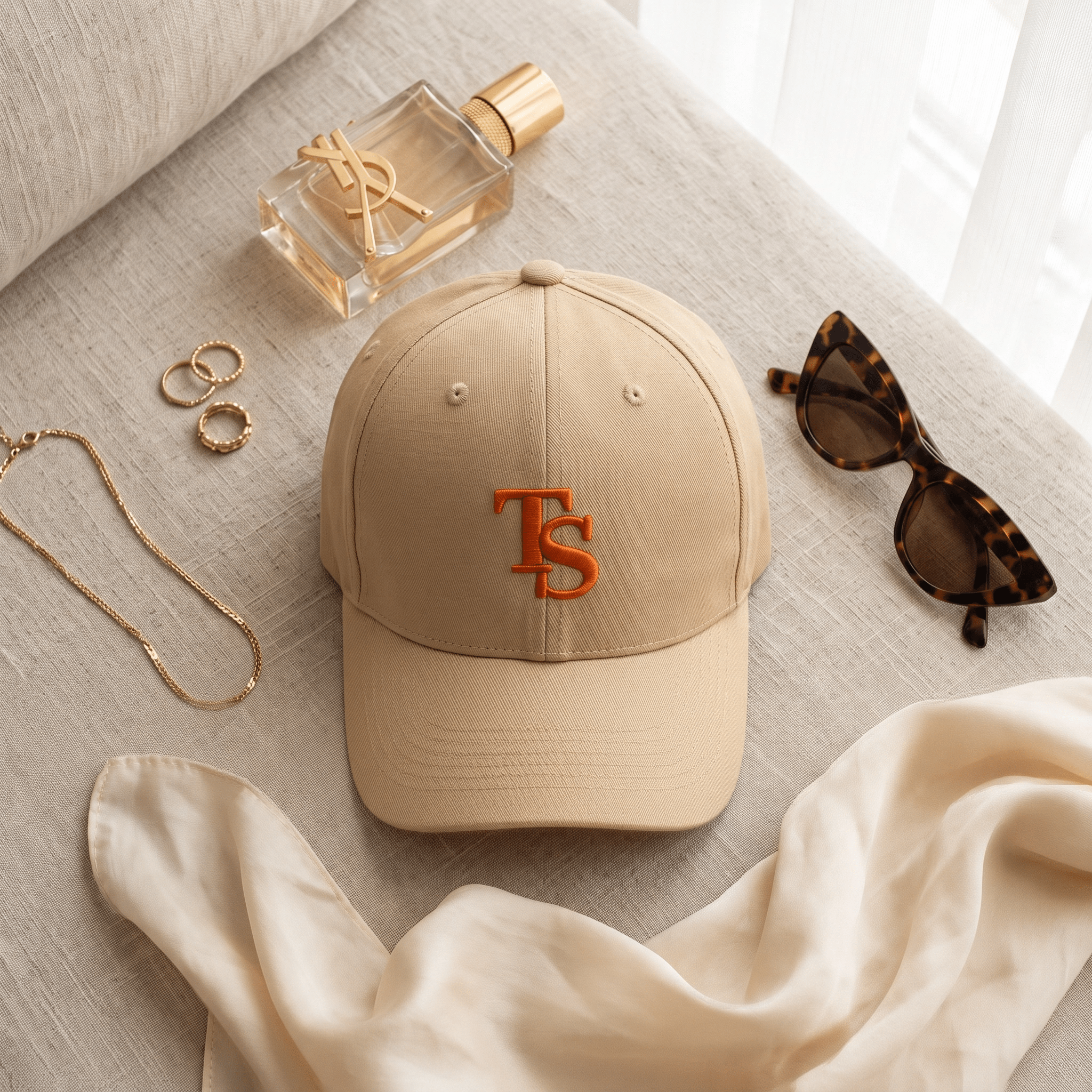 Beige TEASEFASHION Signature Cotton Twill Cap - TEASEFASHION