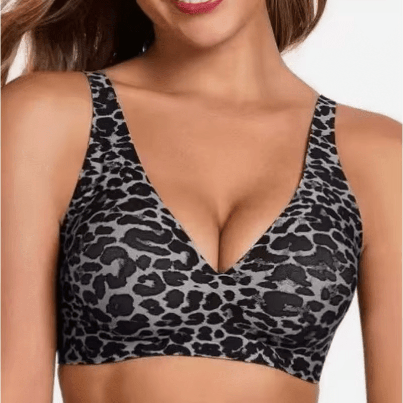 Black and Gray Jelly Bra Wireless Womens Comfortable Push up Bralettes Seamless Tshirts Deep V Back Closure Everyday Bras - TEASEFASHION