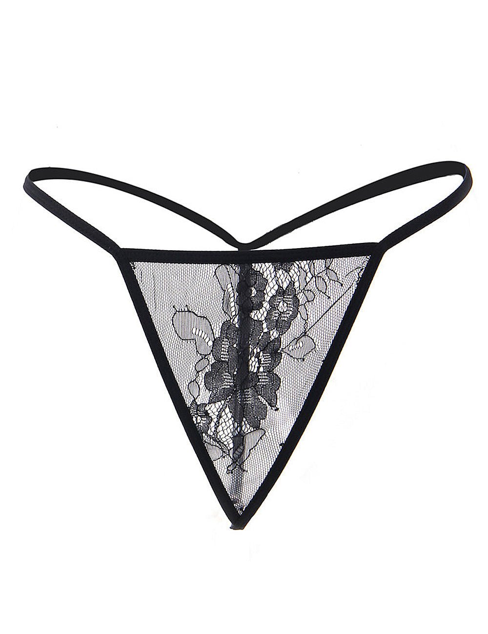 Black Eyelash Lace Chemise – Wavy Lace Button Placket, Wide Sleeves, Faux Silk Waistband & Thong - TeaseFashion