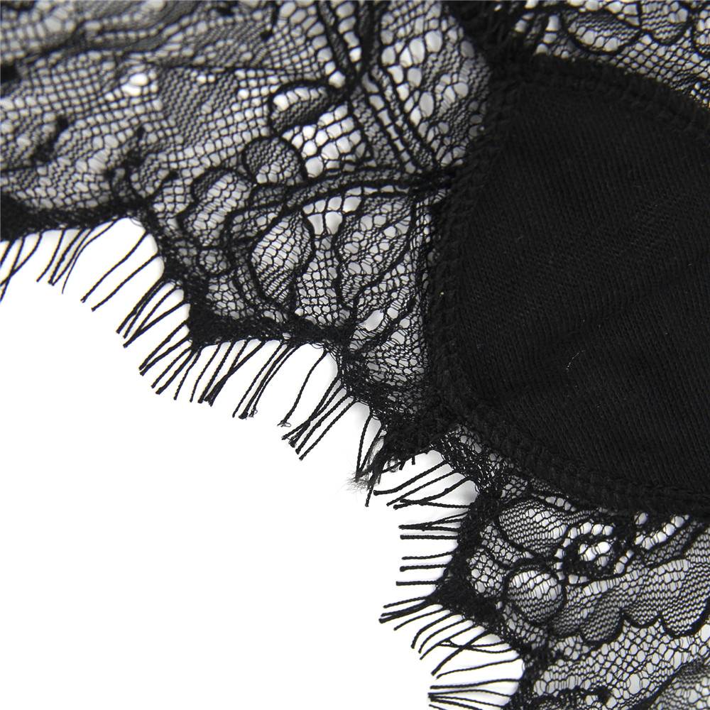 Black Eyelash Lace Panty – Red Silk Waistband, Back Cut - Out & Bow - TeaseFashion