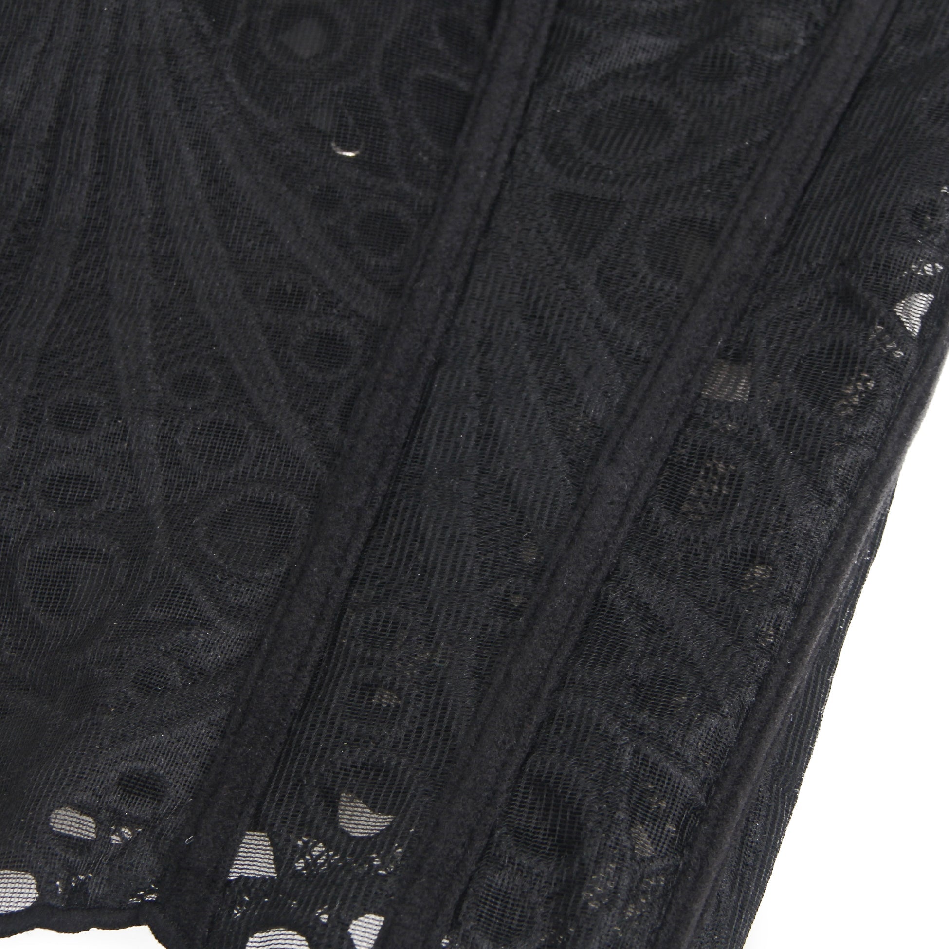 Black Hollow Lace - Up Corset with 14 Steel Bones - TeaseFashion