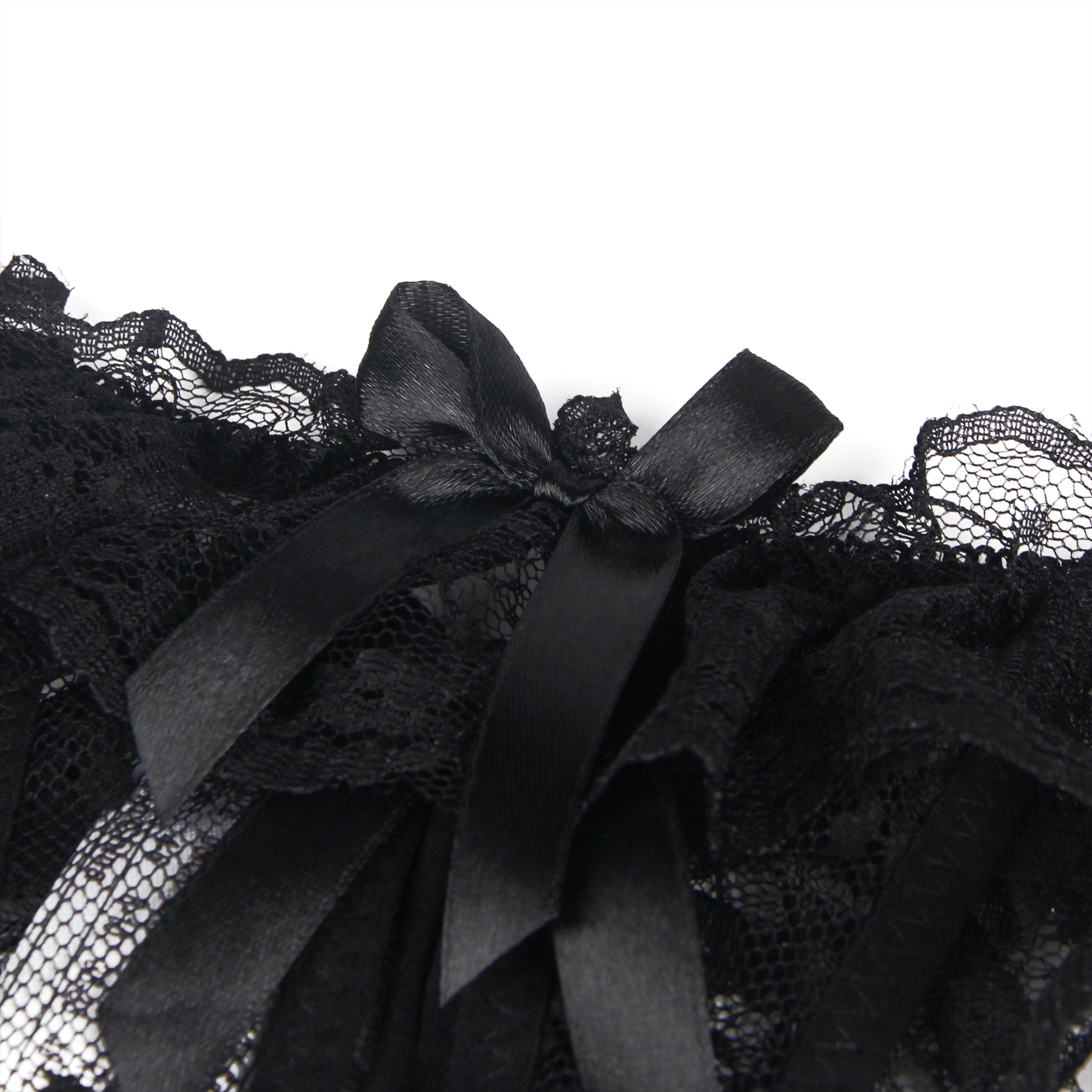 Black Lace Butterfly Thong – Water - Soluble Flower, Open Crotch & Pearl Detail - TeaseFashion