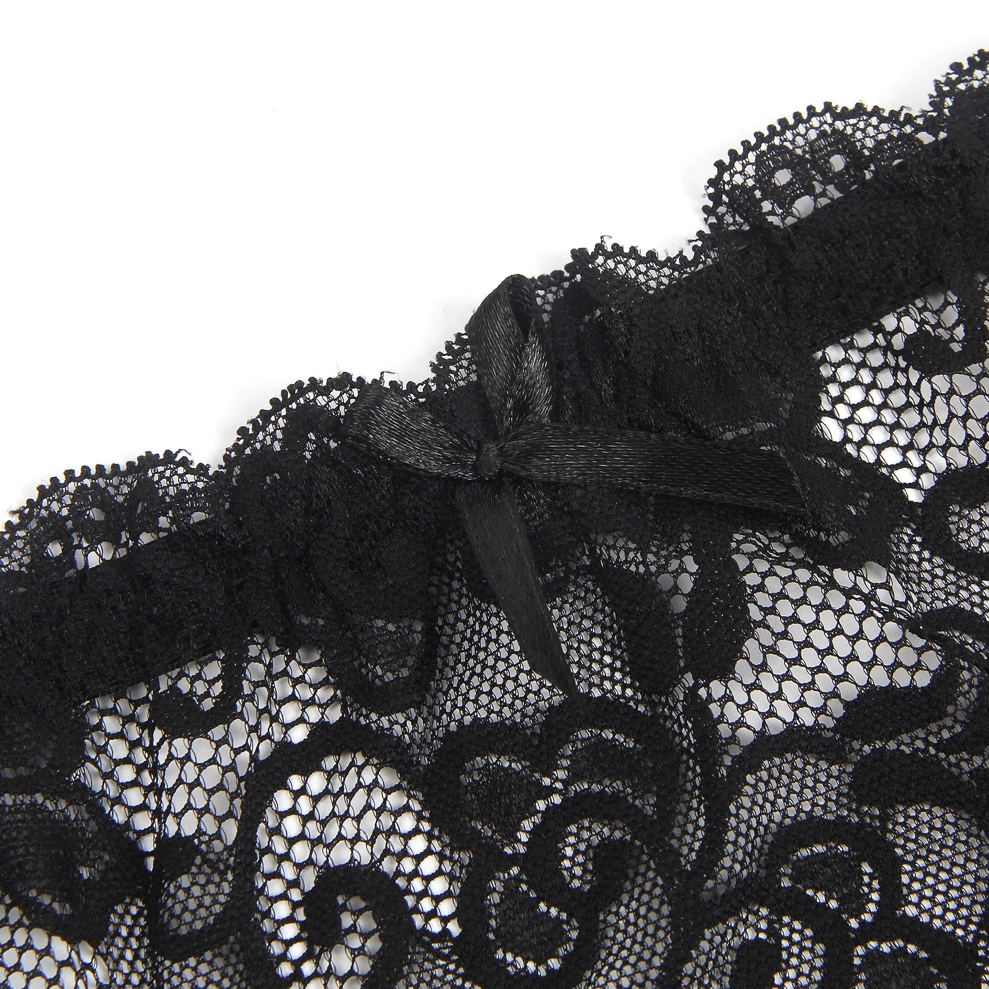 Black Lace Mesh Garter Belt with 4 Elastic Straps - TeaseFashion