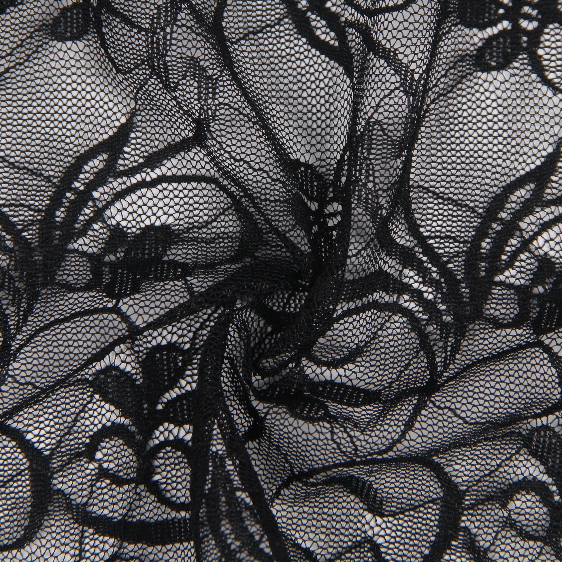 Black Lace Underwired Babydoll with Heart - Lace Side Slit & Adjustable Back Closure - TeaseFashion