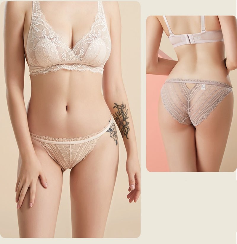 Black Low Waist Transparent Hollow Out Seamless Underwear - TeaseFashion