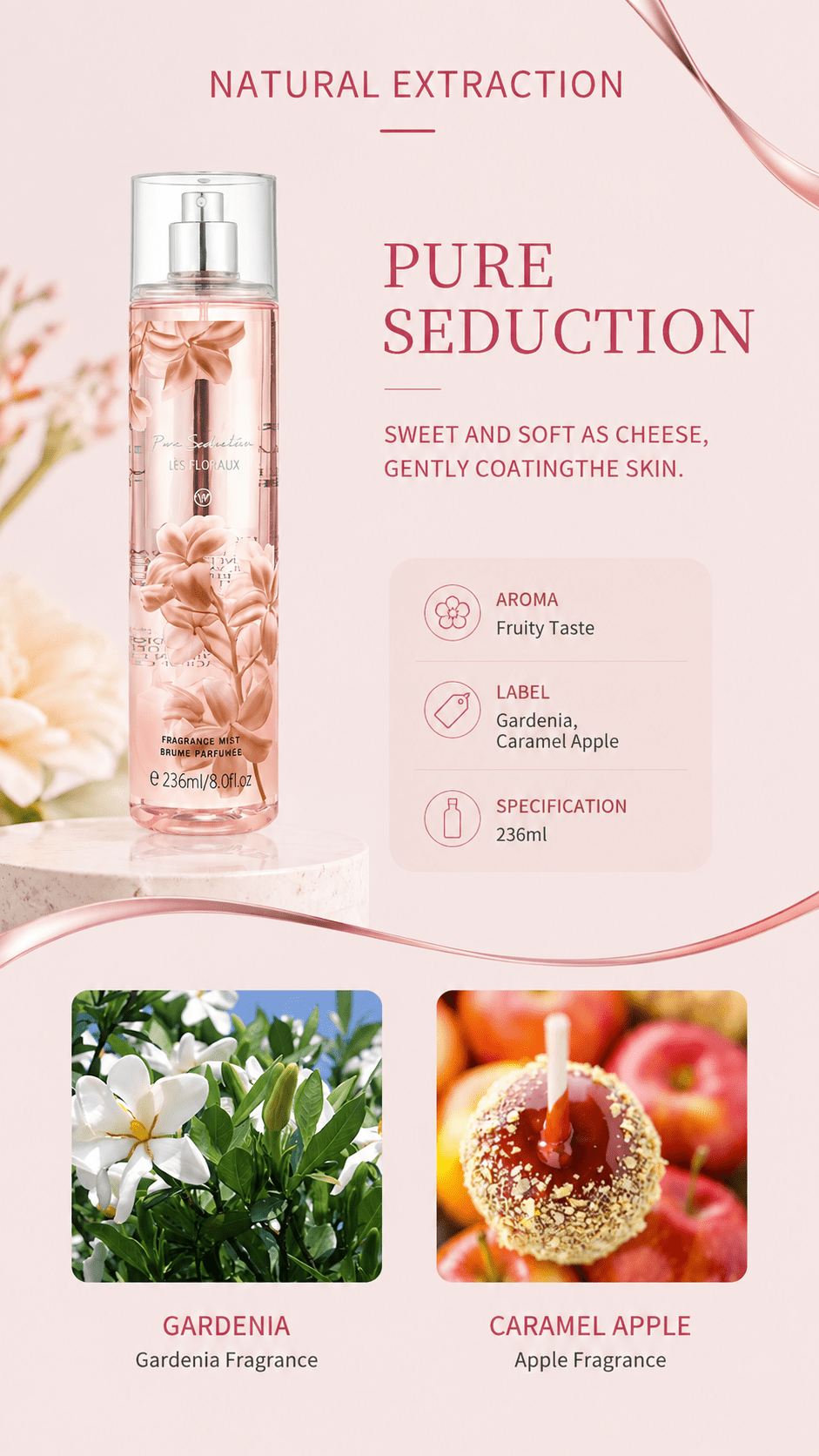 Body Midnight Spray Mist Perfume – Pure Seduction | Gardenia & Caramel Apple Fine Fragrance Mist - TEASEFASHION