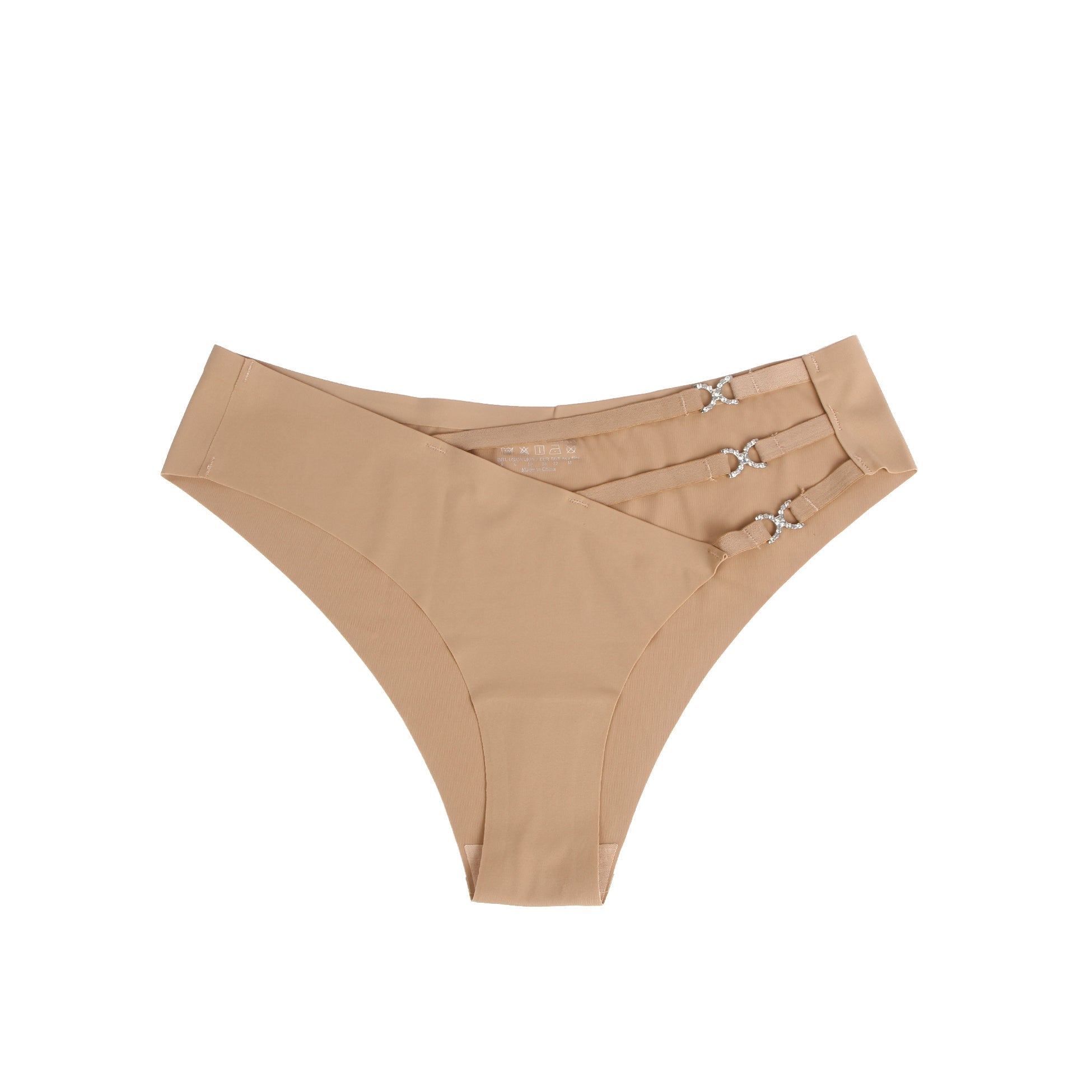 Brown Seamless Panty – Decorative Ring Waistband Detail, Nylon Swim Fabric & Trimmable Hem - TeaseFashion