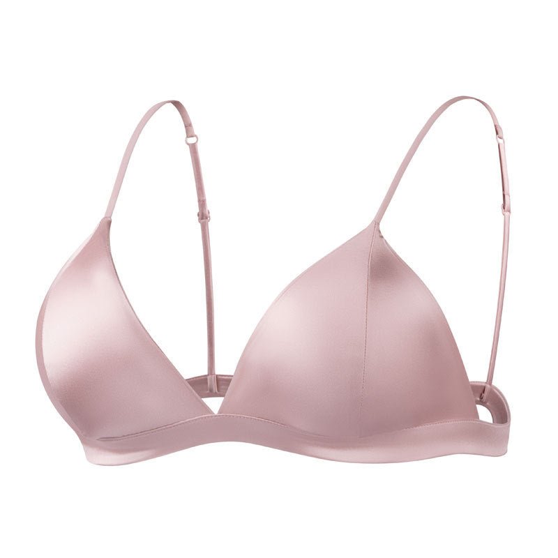 Coffee Triangle Wire - Free Breathable Silk Bra - TeaseFashion