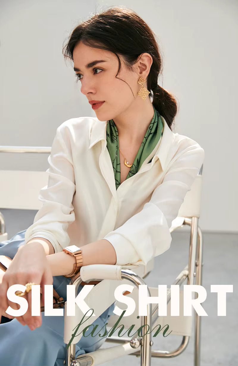 Cognac Brown Silk Lady Casual Shirt - TeaseFashion