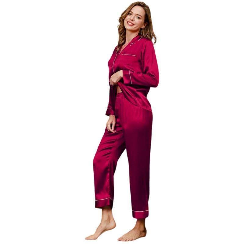 Dusty Rose - Long Premium Silk Pajama Set - TeaseFashion