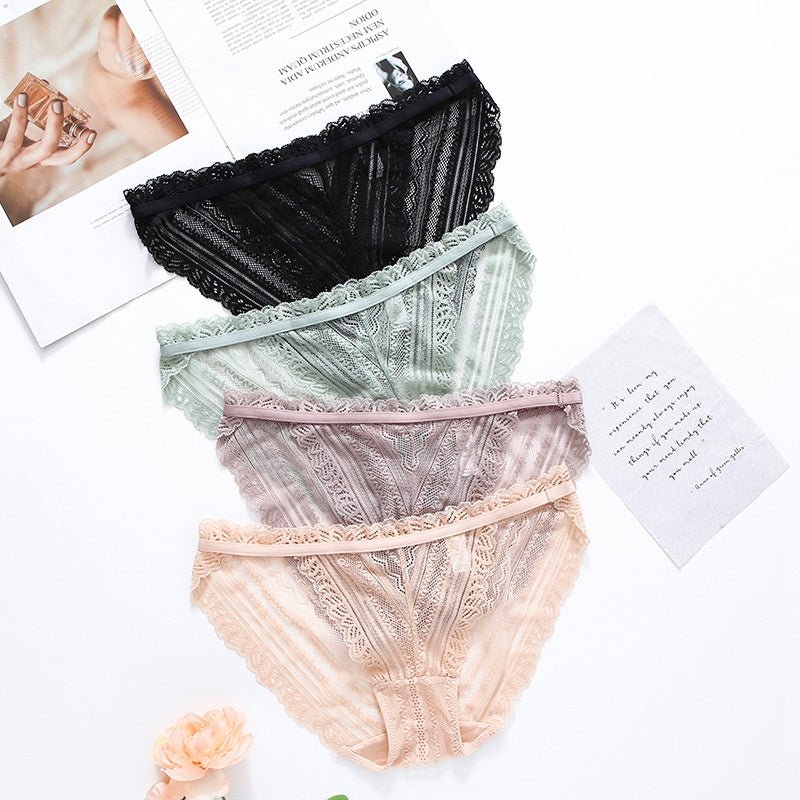 Green Low Waist Transparent Hollow Out Seamless Underwear - TeaseFashion