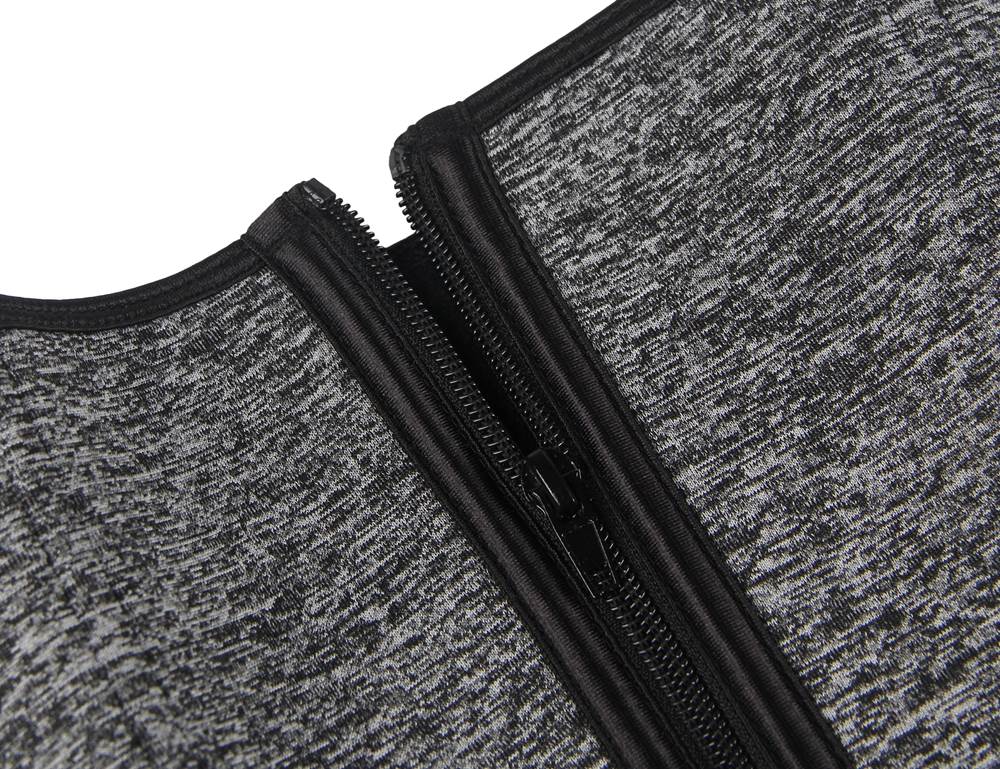 Grey Neoprene Waist Trainer – Zip & Velcro, 9 Steel Bones - TeaseFashion