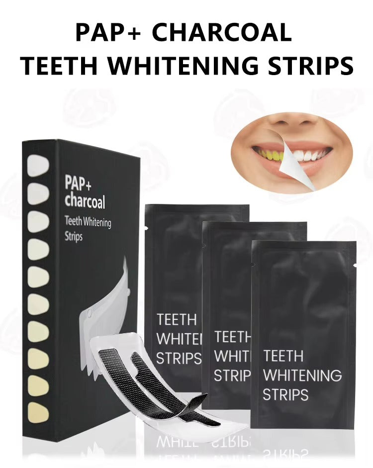 PAP Charcoal Teeth Whitening Strips Sensitive Teeth Cleaning Fast Stain Removal (7 PCS)