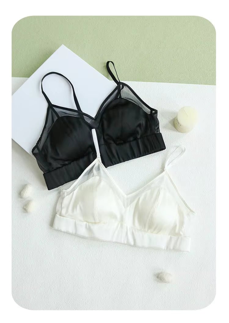 Khaki Silk Lingerie Bra - TeaseFashion