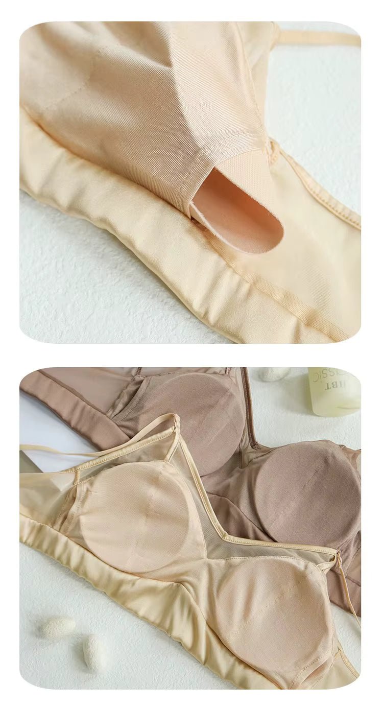 Khaki Silk Lingerie Bra - TeaseFashion