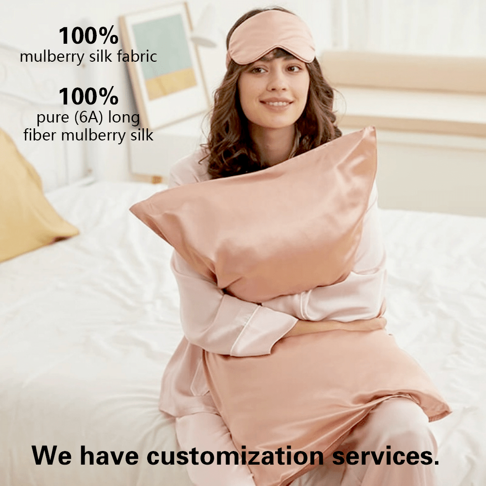 Light Grey Luxury 100% Mulberry Silk Pillowcase, Sleep Eye Mask and Scrunchies Gift Set - TeaseFashion