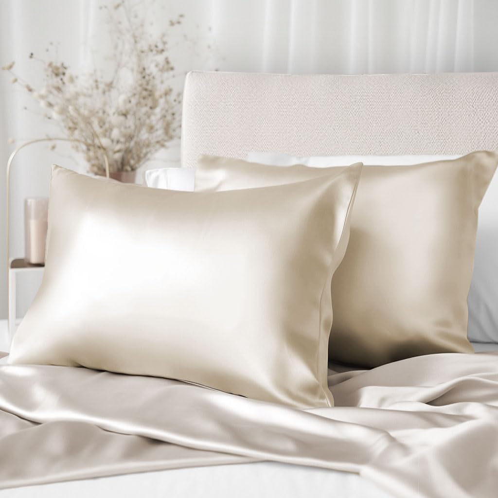 Light Grey Luxury 100% Mulberry Silk Pillowcase, Sleep Eye Mask and Scrunchies Gift Set - TeaseFashion