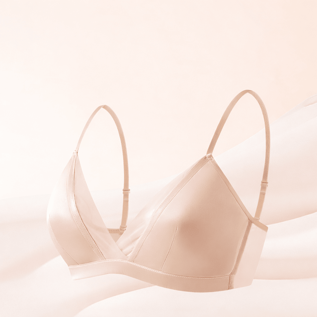 Pink Stretch Lingerie Steel Ring Comfortable Silk Underwear Bra - TeaseFashion