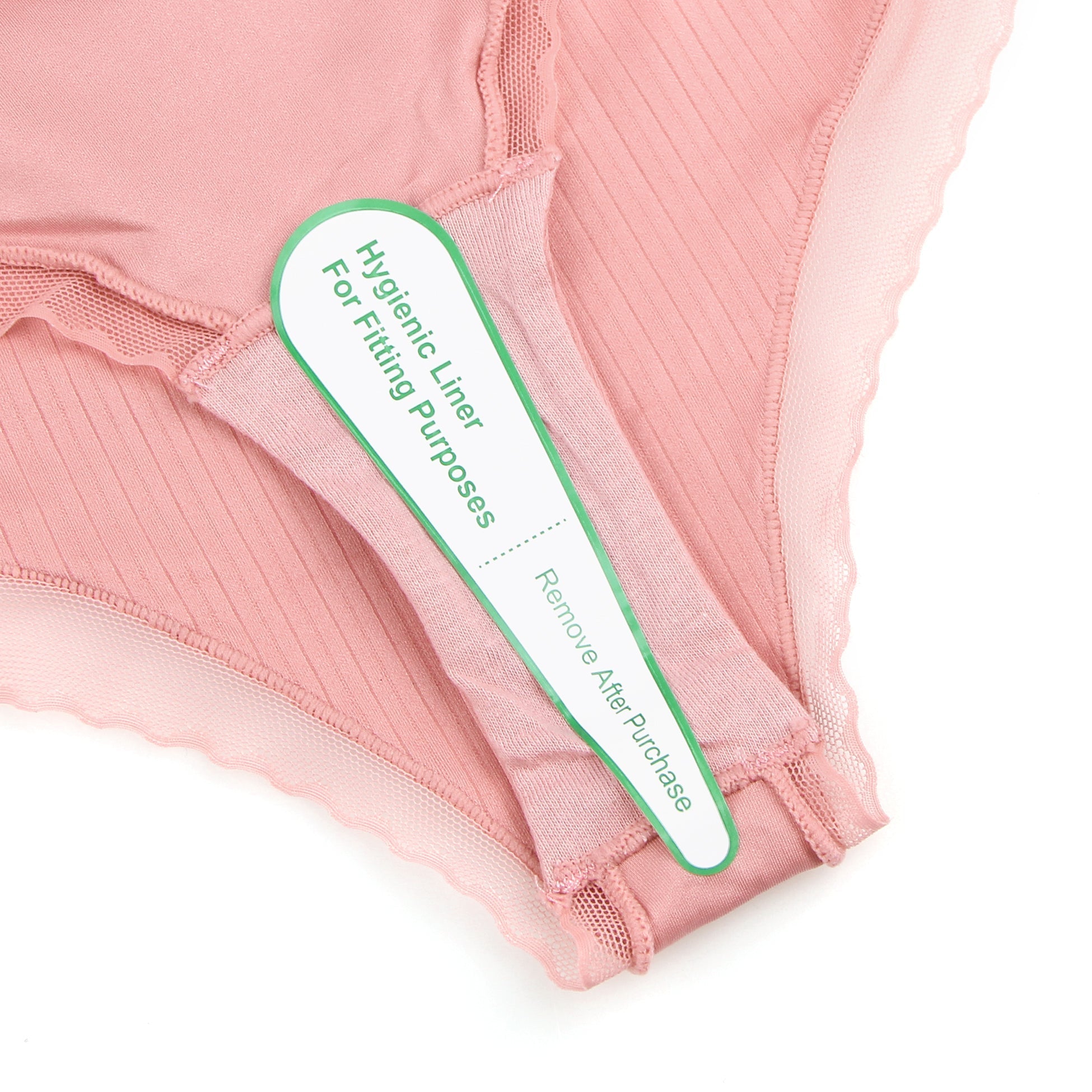 Pink Striped Brief with Mesh Front Panel & 3D Bow - TeaseFashion