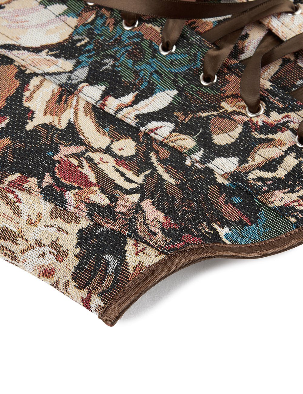 Chaleco corsé jacquard estampado – 13 varillas suaves, tirantes cruzados y de seda - TeaseFashion