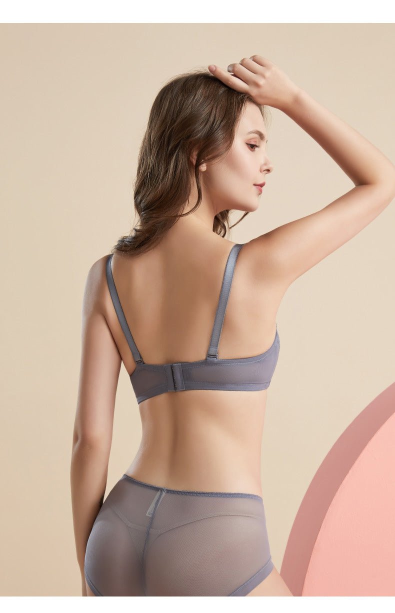 Purple Seamless Mesh Lace Bras for Women Thin Soft Silk Bra - TeaseFashion