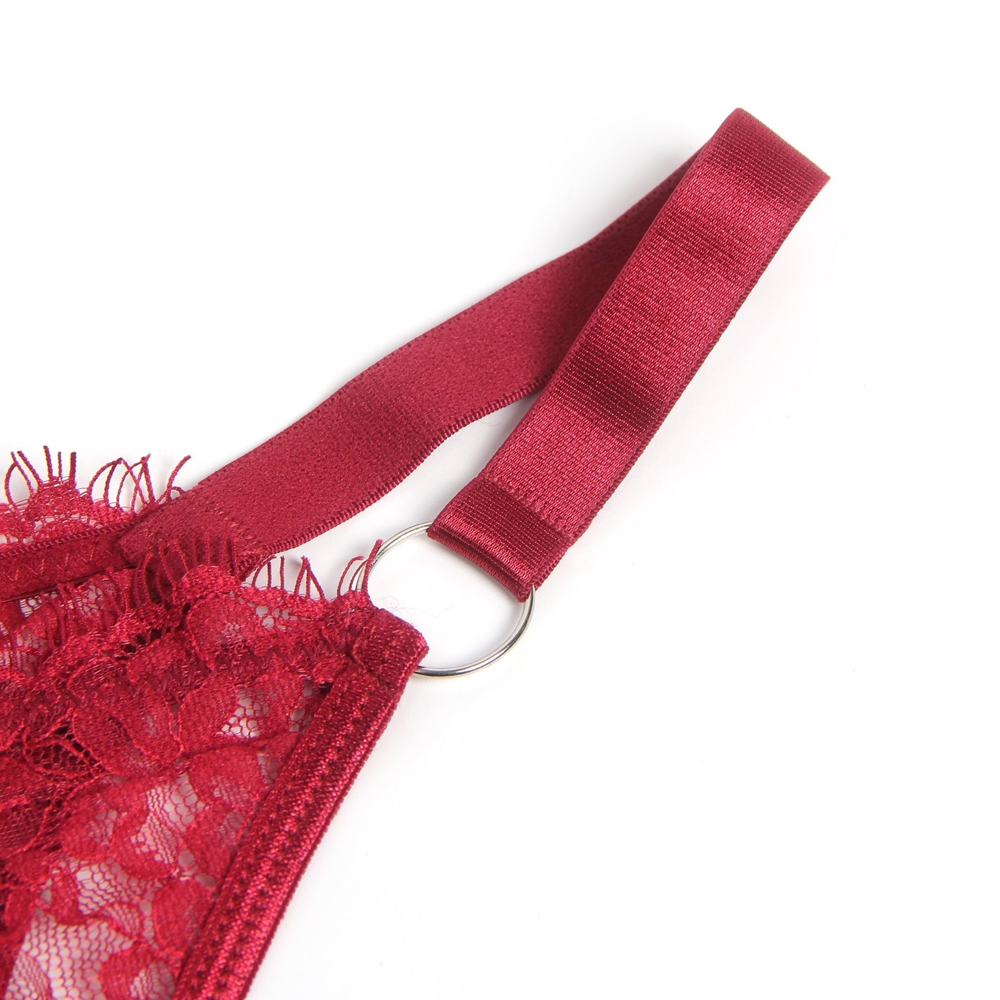 Red Eyelash Lace Bra Set with Underwire, Elastic Underbust Band & Adjustable Back Closure - TeaseFashion