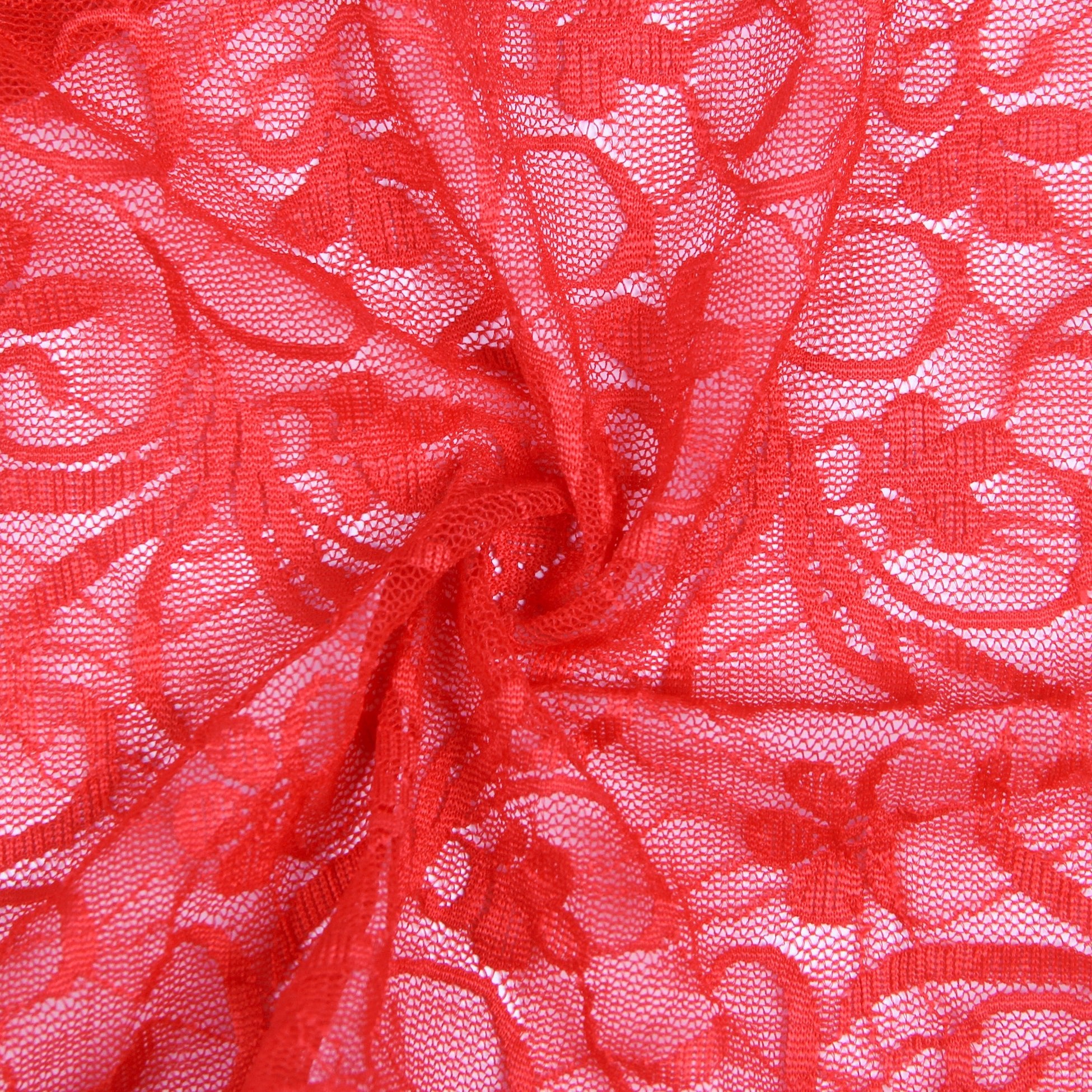 Red Lace Underwired Babydoll with Heart - Lace Side Slit & Adjustable Back Closure - TeaseFashion
