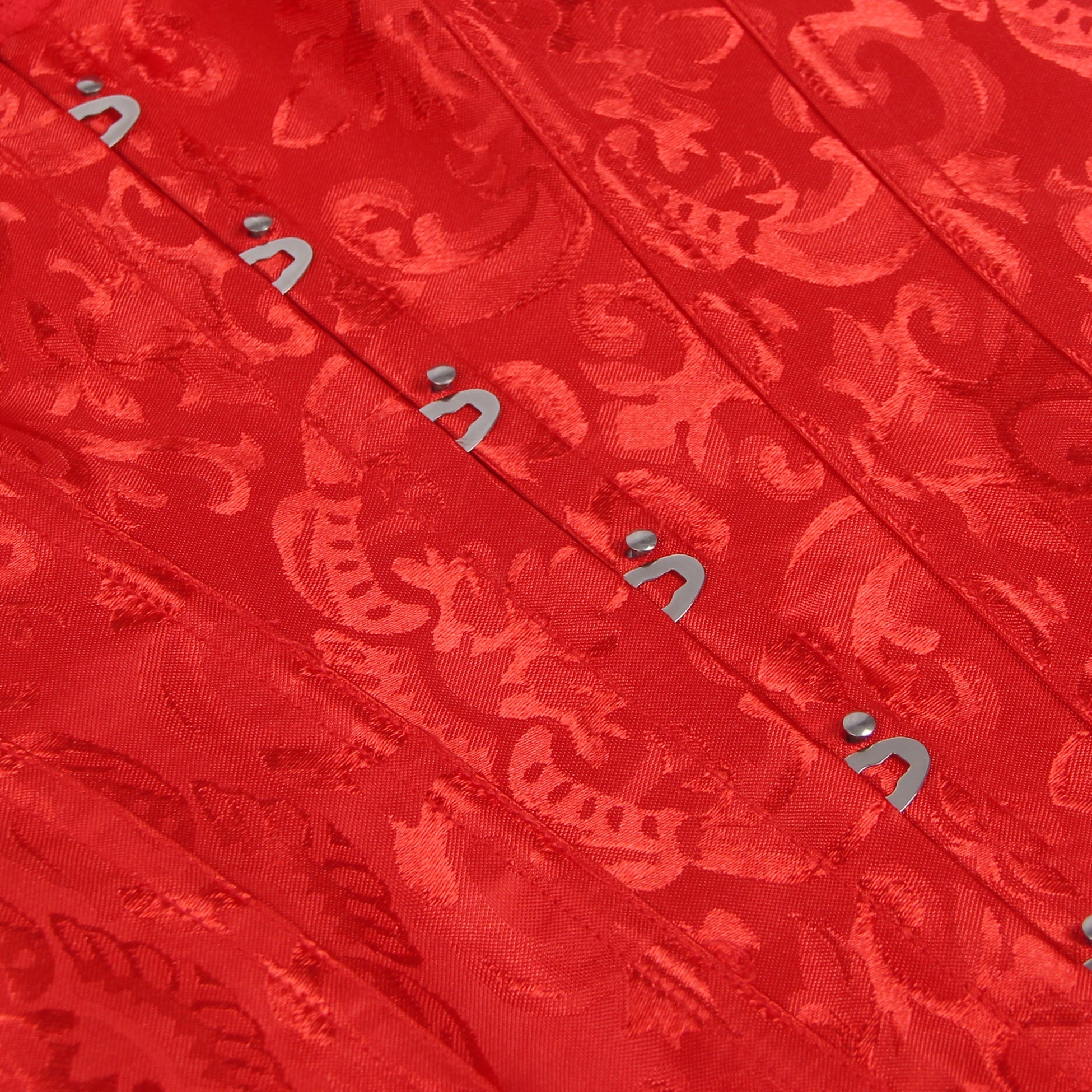 Red One - Shoulder Lace Corset – 12 Soft Bones, Busk Closure & Panties - TeaseFashion