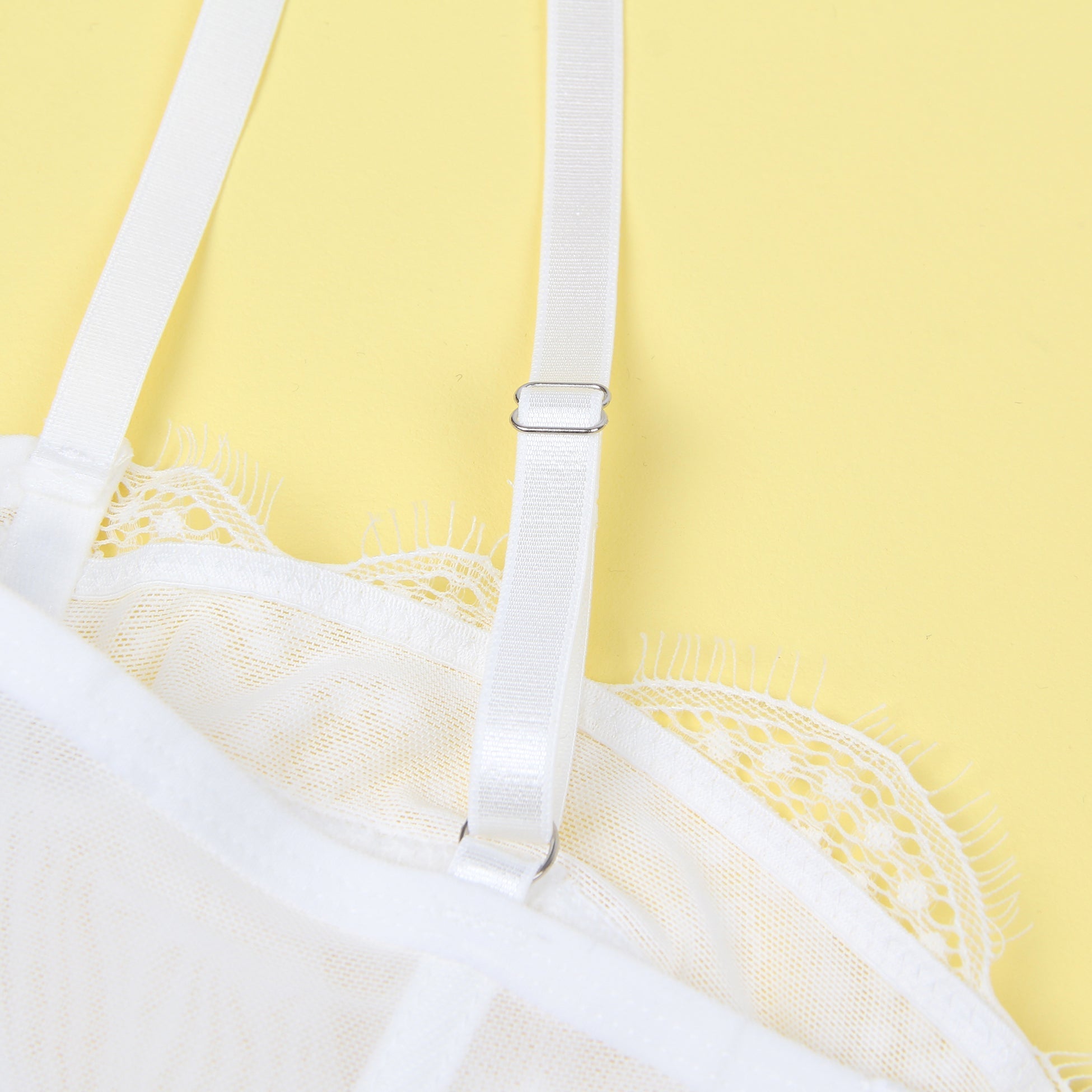 White Mesh & Lace Bra Top – Underwire, 9 Soft Bones & Hook Back - TeaseFashion