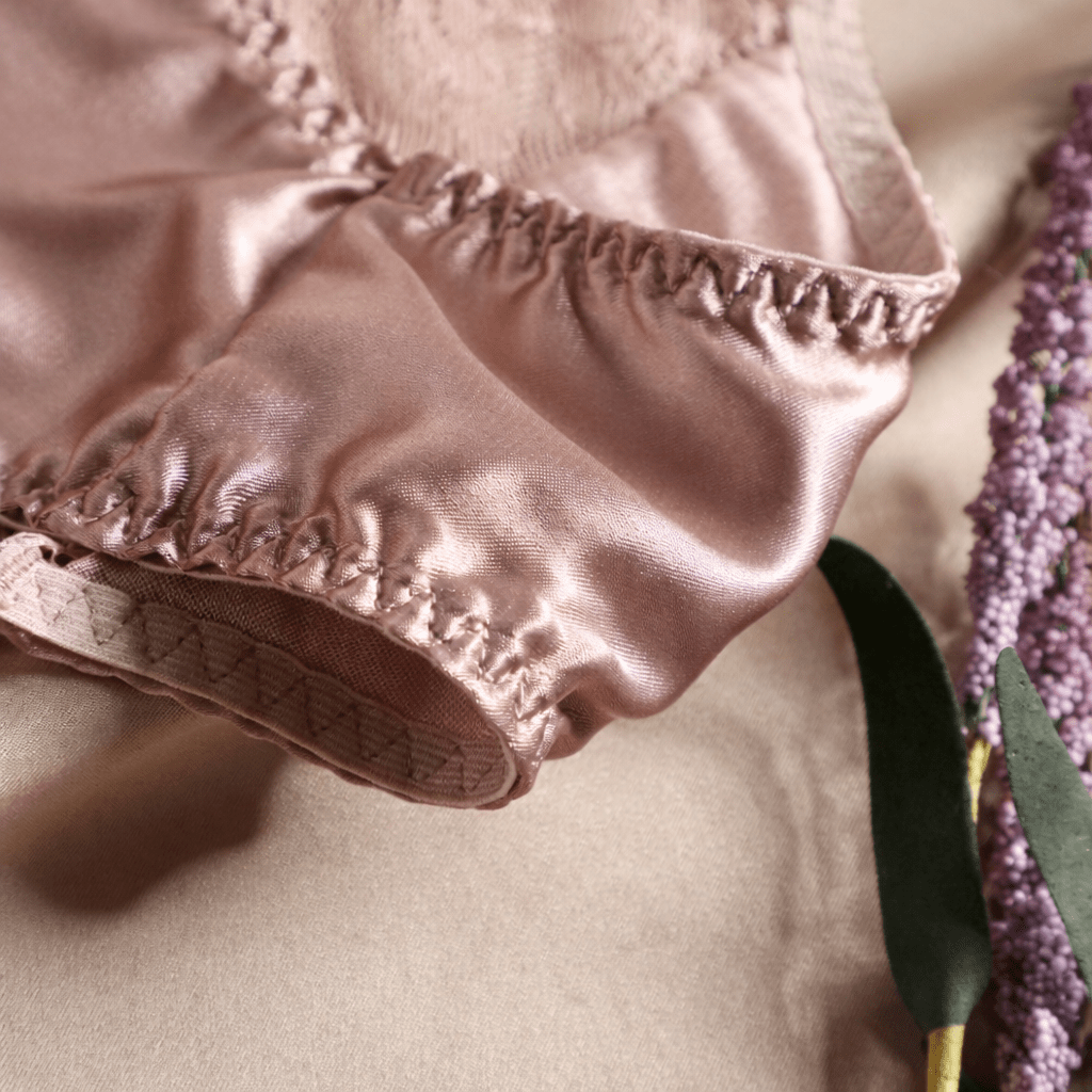 White French Elegant Lace Edge Floral Print Silk Brief for Soft Comfort and Feminine Everyday Luxury - TeaseFashion