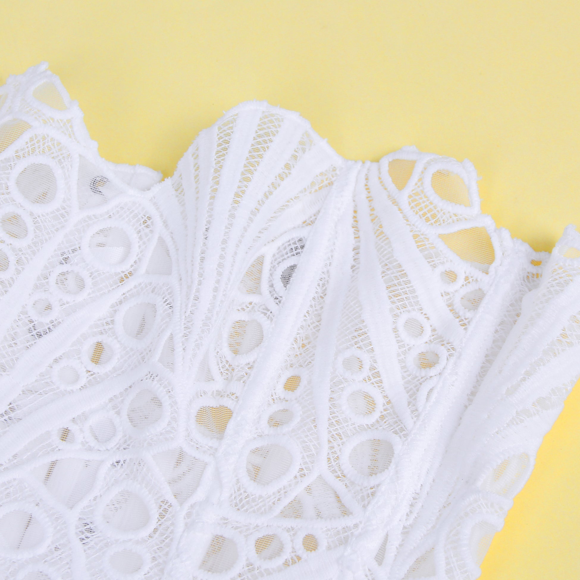 White Hollow Lace - Up Corset with 14 Steel Bones - TeaseFashion