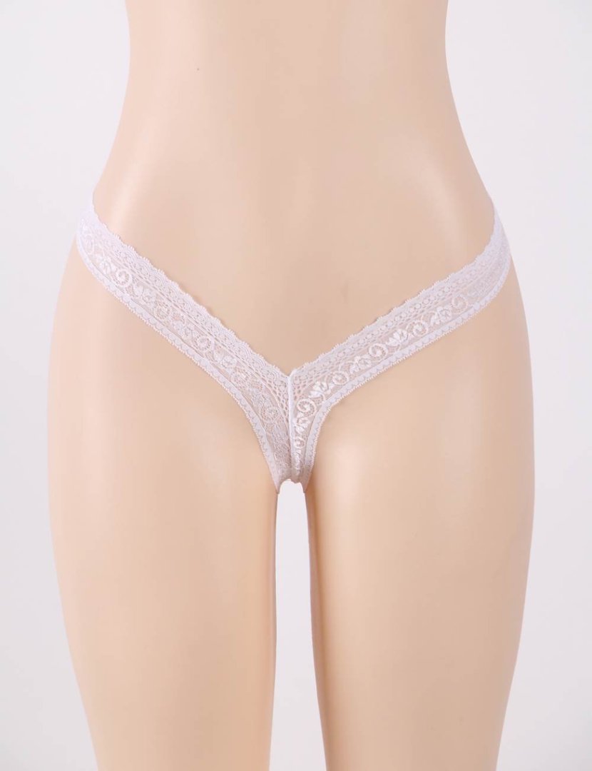 White Lace Mesh Panties with Cotton Gusset - TeaseFashion