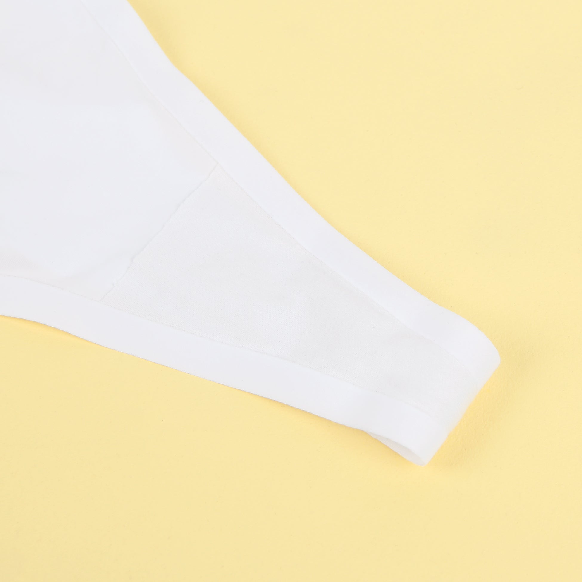 White Seamless Panty in Nylon Swim Fabric with Decorative Ring, Cotton Padding & Glued Hem - TeaseFashion