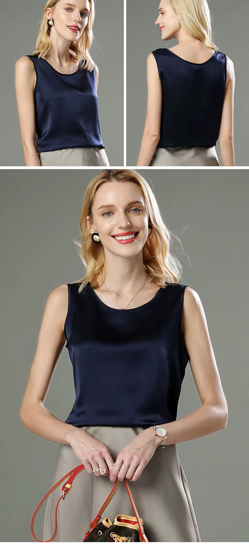 White Summer Silk Vest Solid Color Lightweight Bottom Shirt for Elegant Casual Wear - TeaseFashion