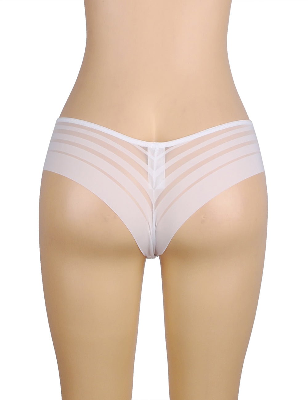 White Striped Mesh Panty – Swimwear Panel Front & Cotton Gusset - TeaseFashion
