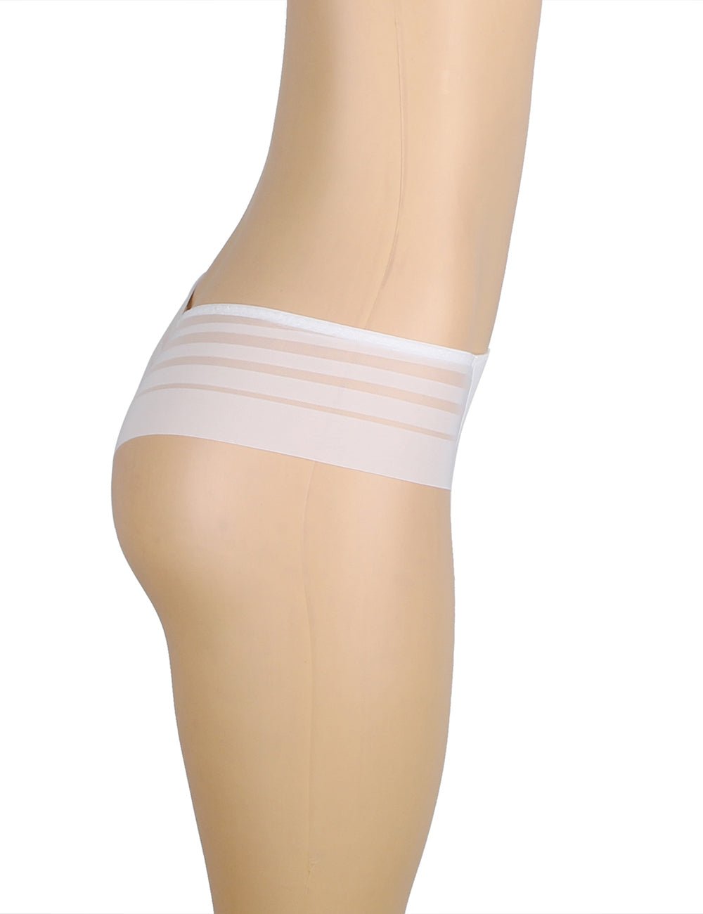 White Striped Mesh Panty – Swimwear Panel Front & Cotton Gusset - TeaseFashion