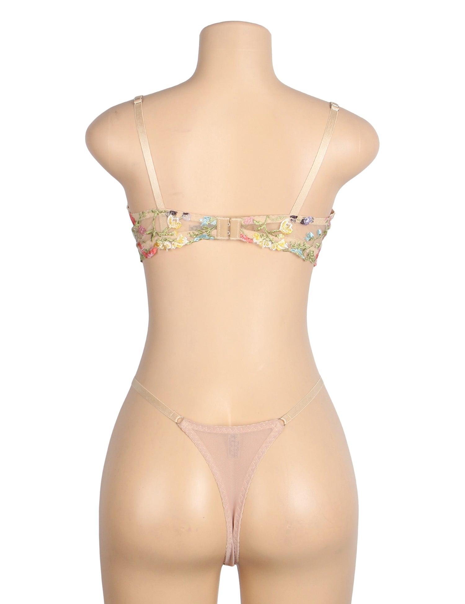 Yellow Mesh Floral Embroidery Bra Set – Underwire & Stretch Fit - TeaseFashion